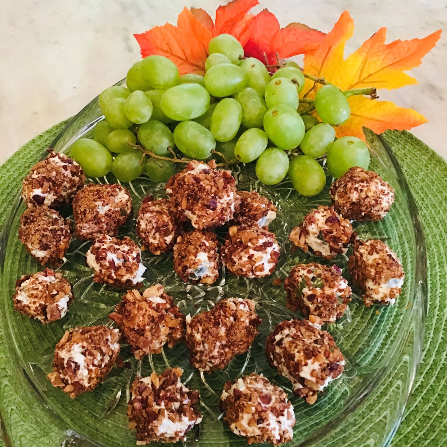 Roquefort Grapes rolled in Toasted Pecans